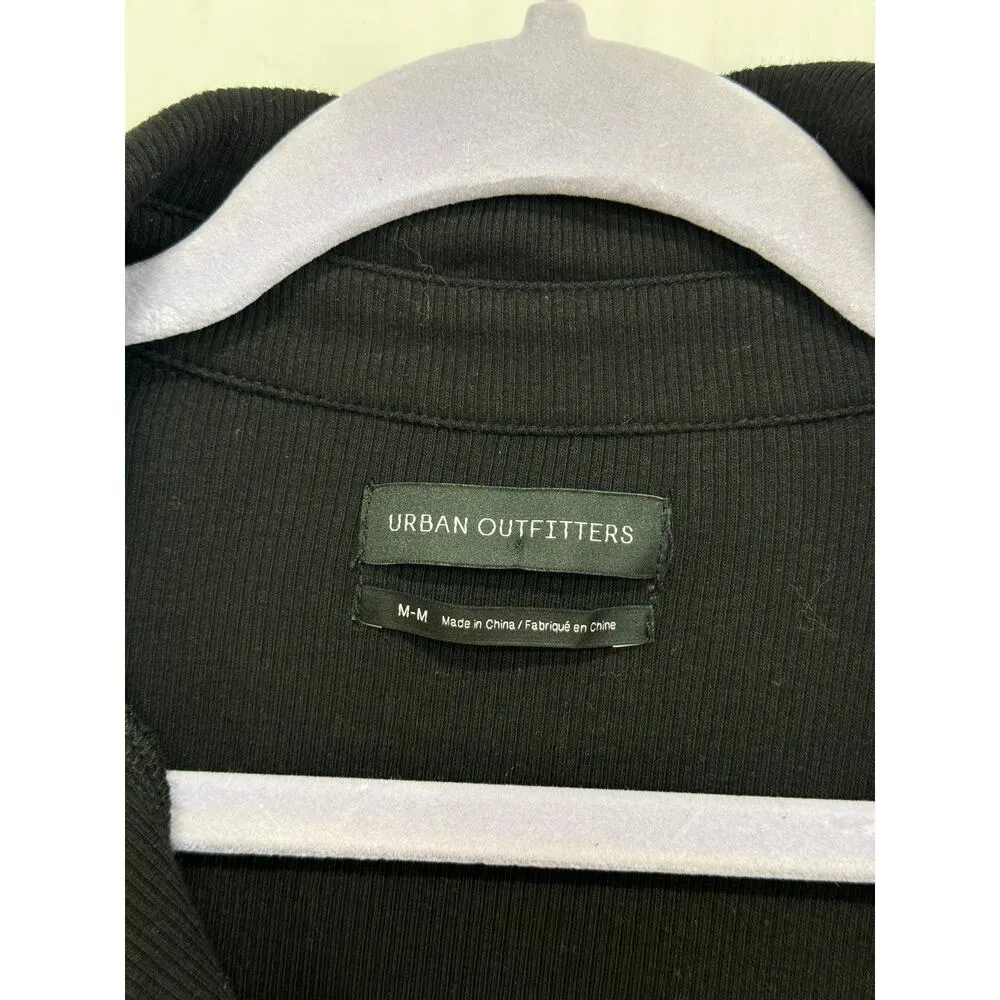 Urban Outfitters Remi Short Sleeve Deep V-Neck Ribbed Polo Romper Black Womens M - Image 3