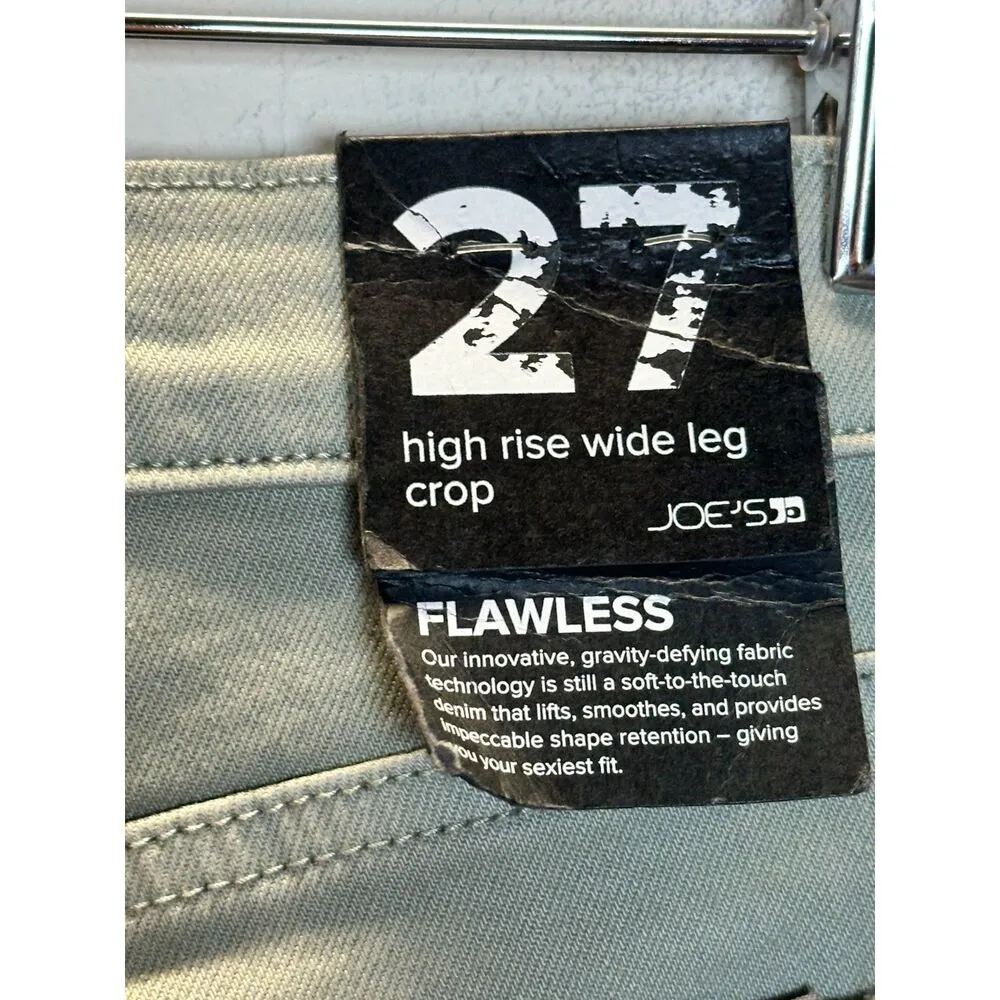 joe's jeans Joe's Women's Size 27 Gloss Green The Black High Rise Wide Leg Crop Jeans NWT - Image 8