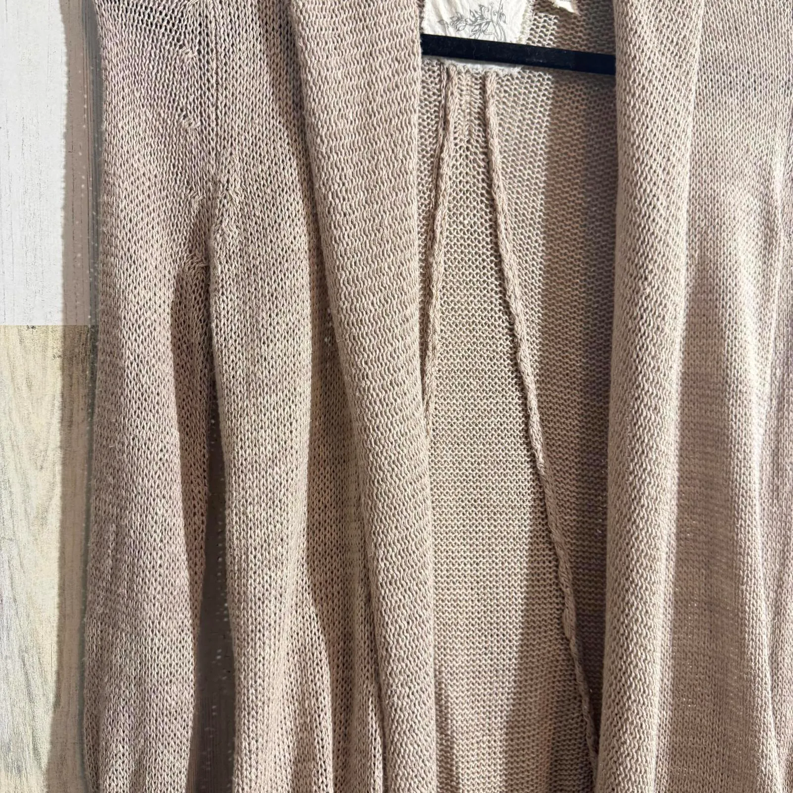 Anthropologie Linen Long Cardigan Angel Of The North Lightweight Beige Women XS - Image 2