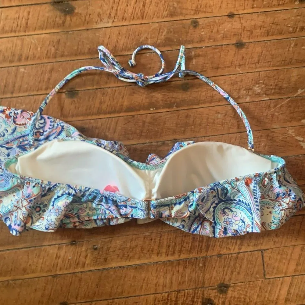 Victoria’s Secret ruffled halter tie bikini paisley M top - Image 2