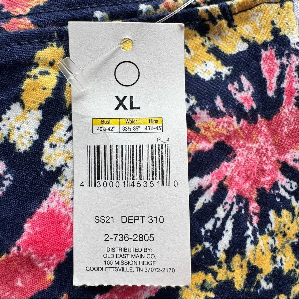 NEW Bobbie Brooks Soft Black Multicolored Cropped Leggings with Ties Size XL - Image 5