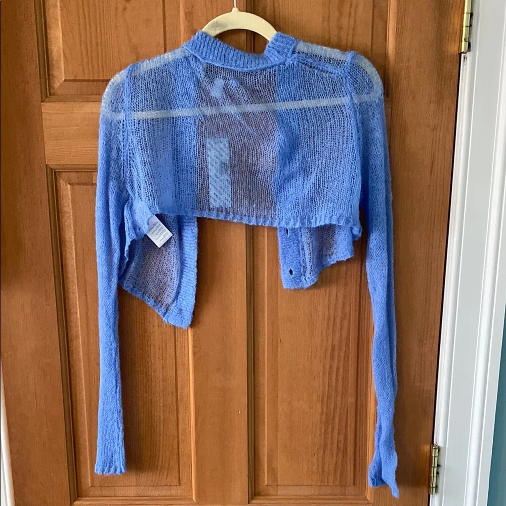 Urban Outfitters Size Extra Small XS Women Teen Blue Sheer Women's Crop Sweater - Image 6