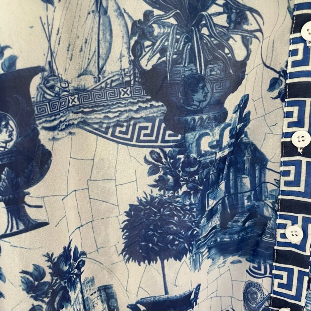 PrettyLittleThing NWT Blue Contrast Oversized Beach Shirt Size 12 - Image 10