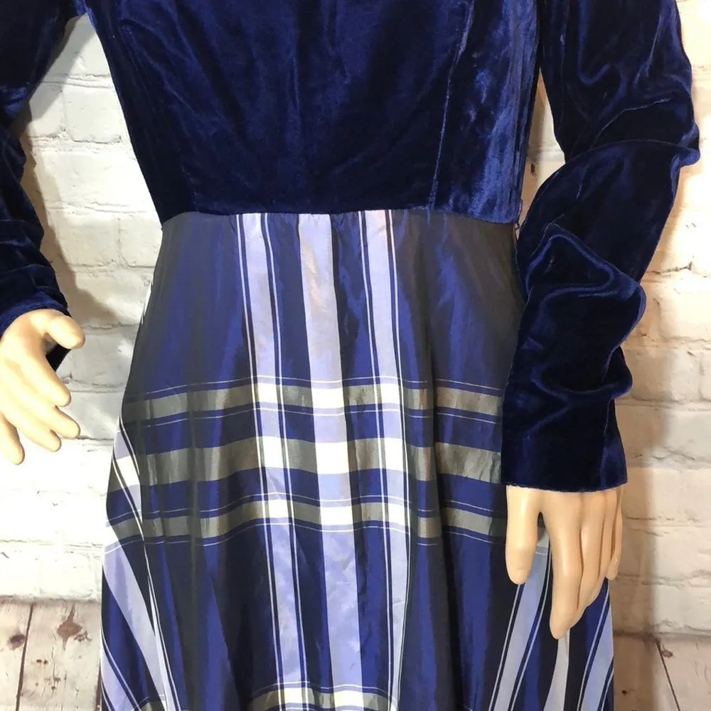 Neiman Marcus Vintage 1960s Velvet & Plaid Victorian Maxi Dress Small - Image 10