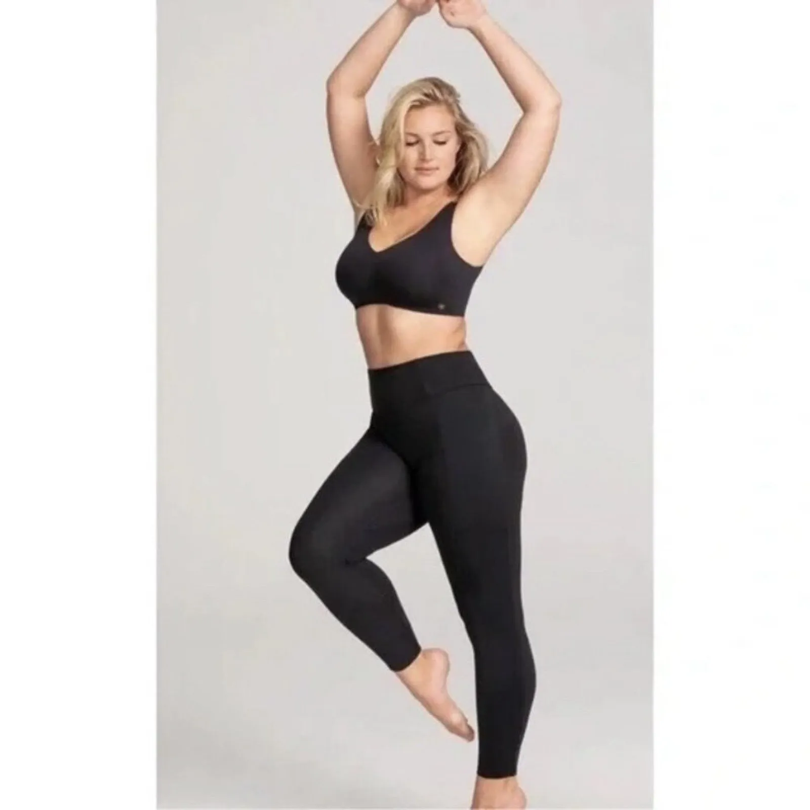 HONEYLOVE Leggings Womens XL Black High Waisted Tummy Control Thigh Pockets Yoga - Image 8