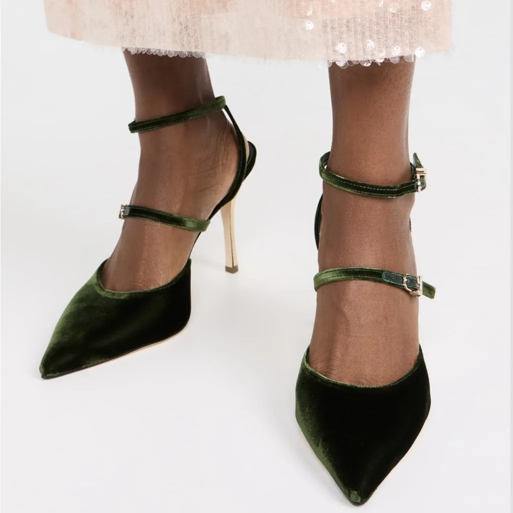 NEW Larroude Kris Velvet Pump Green Size 11 - Image 2