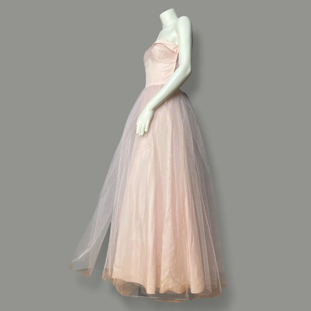 Vintage Prom Dress Strapless Wounded Bird Pink Tulle Susie Q Halloween Costume Size XXS - Image 3