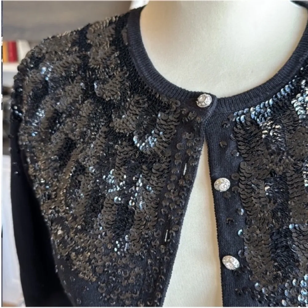 Tommy Hilfiger  Black Cropped Sequin Jacket - Image 11