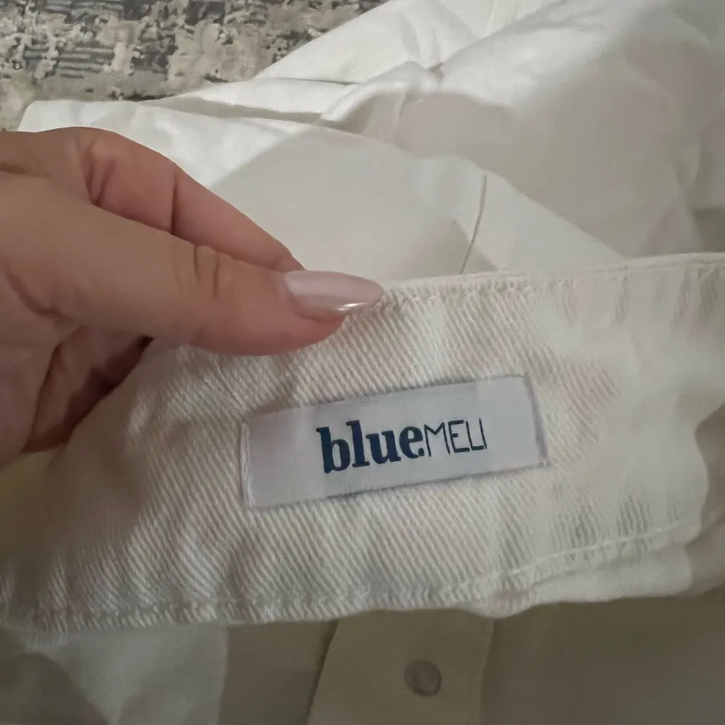 blueMELI White Denim Button Down Skirt Size Medium - Image 4