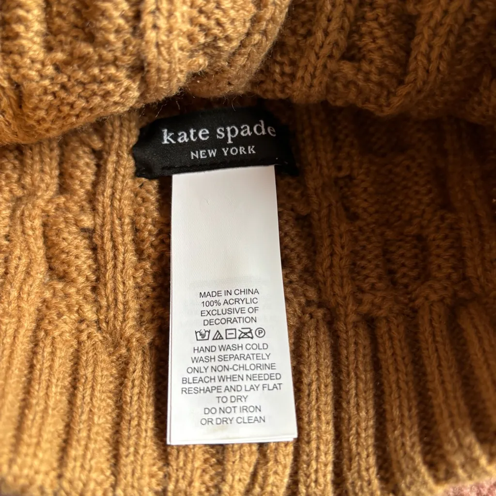 Kate Spade Cable Knit Velvet Bow Beanie Hat - Image 5