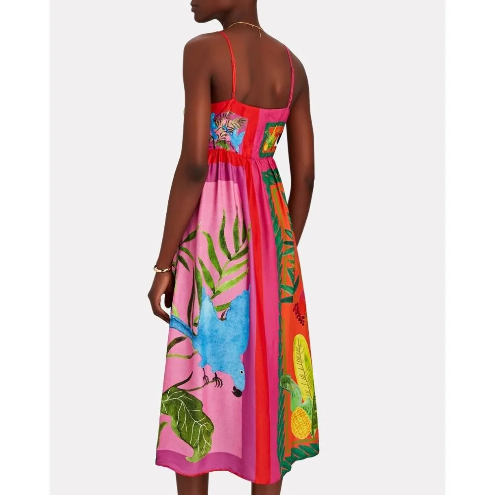💕FARM RIO💕 Double Scarves Midi Dress ~ Bahia Girls Scarf + Tropical Scarf XS - Image 7