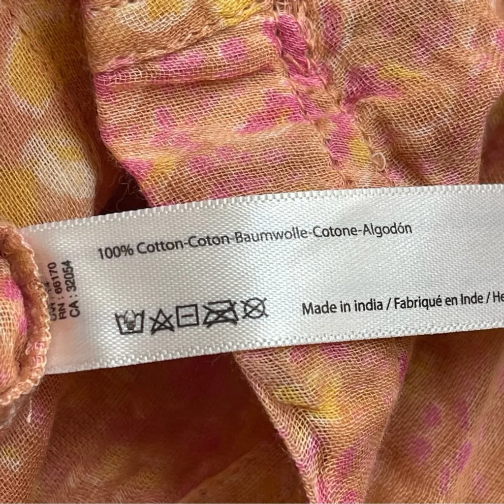 Free People FP One Sammi Shorts Romper 100% Cotton Floral print Orange boho Sz M - Image 13