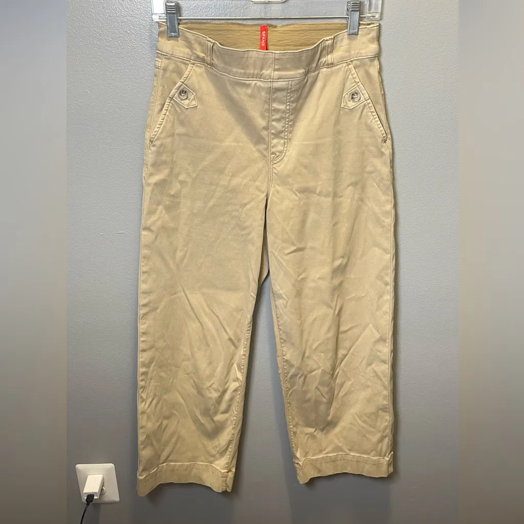 SPANX Women’s Stretch Twill‎ Cropped Wide Leg Pant  Khaki Size Medium - Image 3
