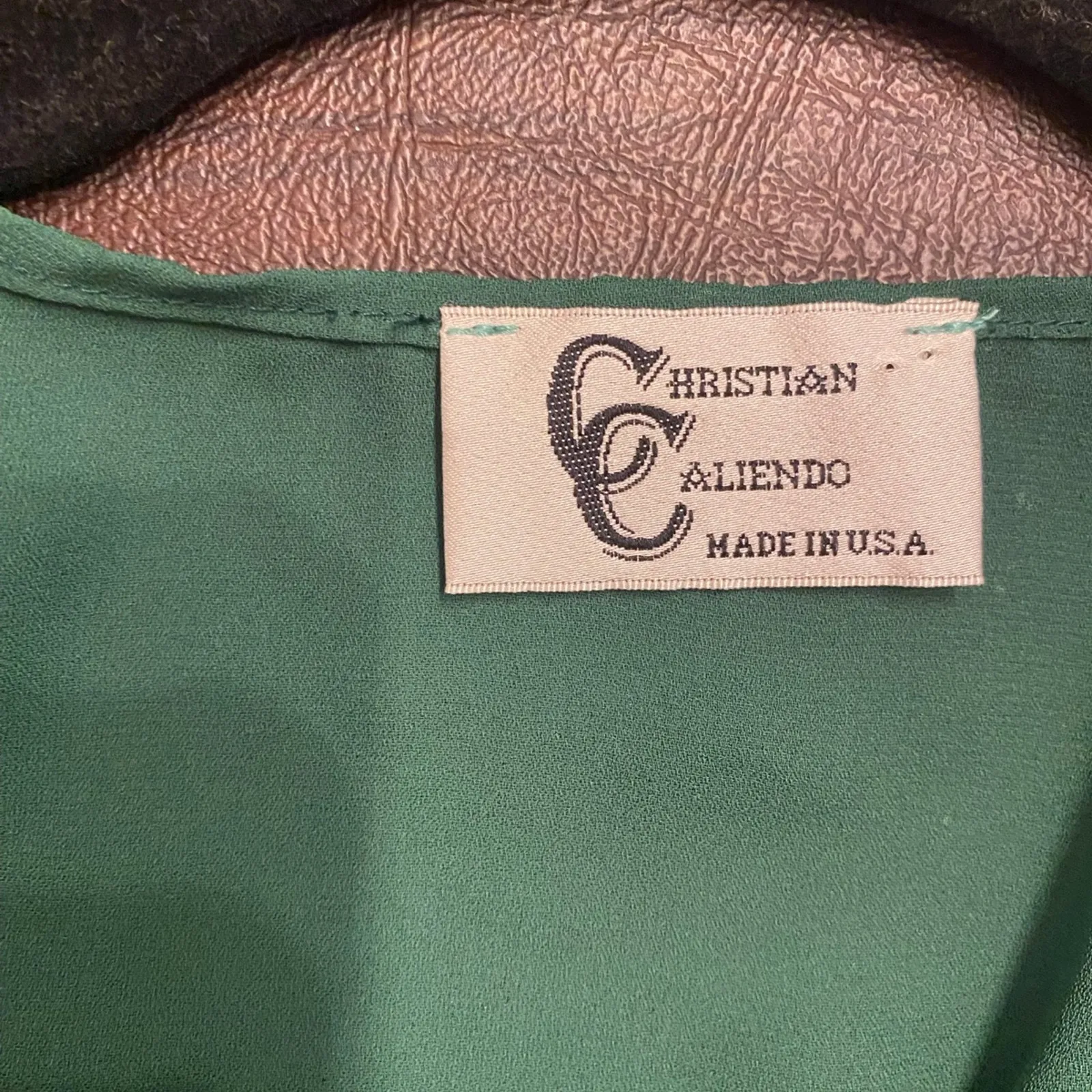 Christian Caliendo Flounce Lace Sleeve Chiffon Cardigan Shrug Emerald Green Med - Image 4