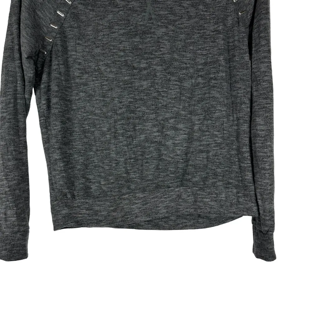 Daisy Fuentes Womens Long Sleeve Charcoal Gray Pullover Silver Stud Detail Sz L - Image 5