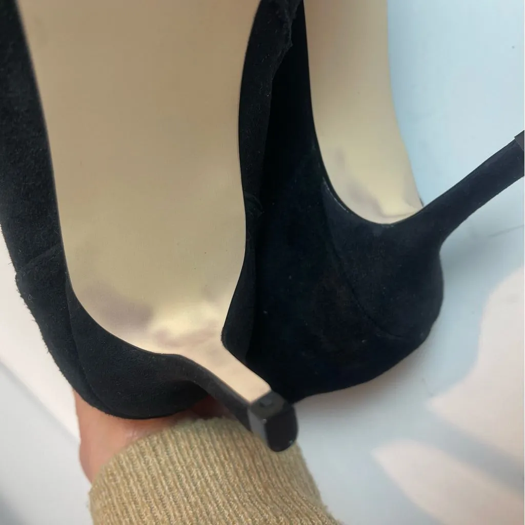 Nine West Ansell Glam Stiletto Kitten Heel Dress Ankle Boots Black Suede W 12 - Image 13