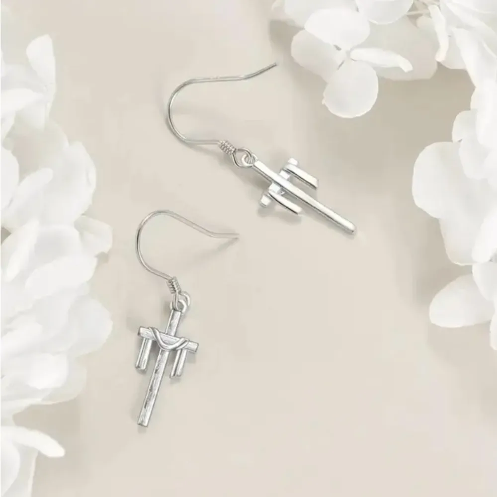 Cross Dangle Earrings NWT Silver - Image 3