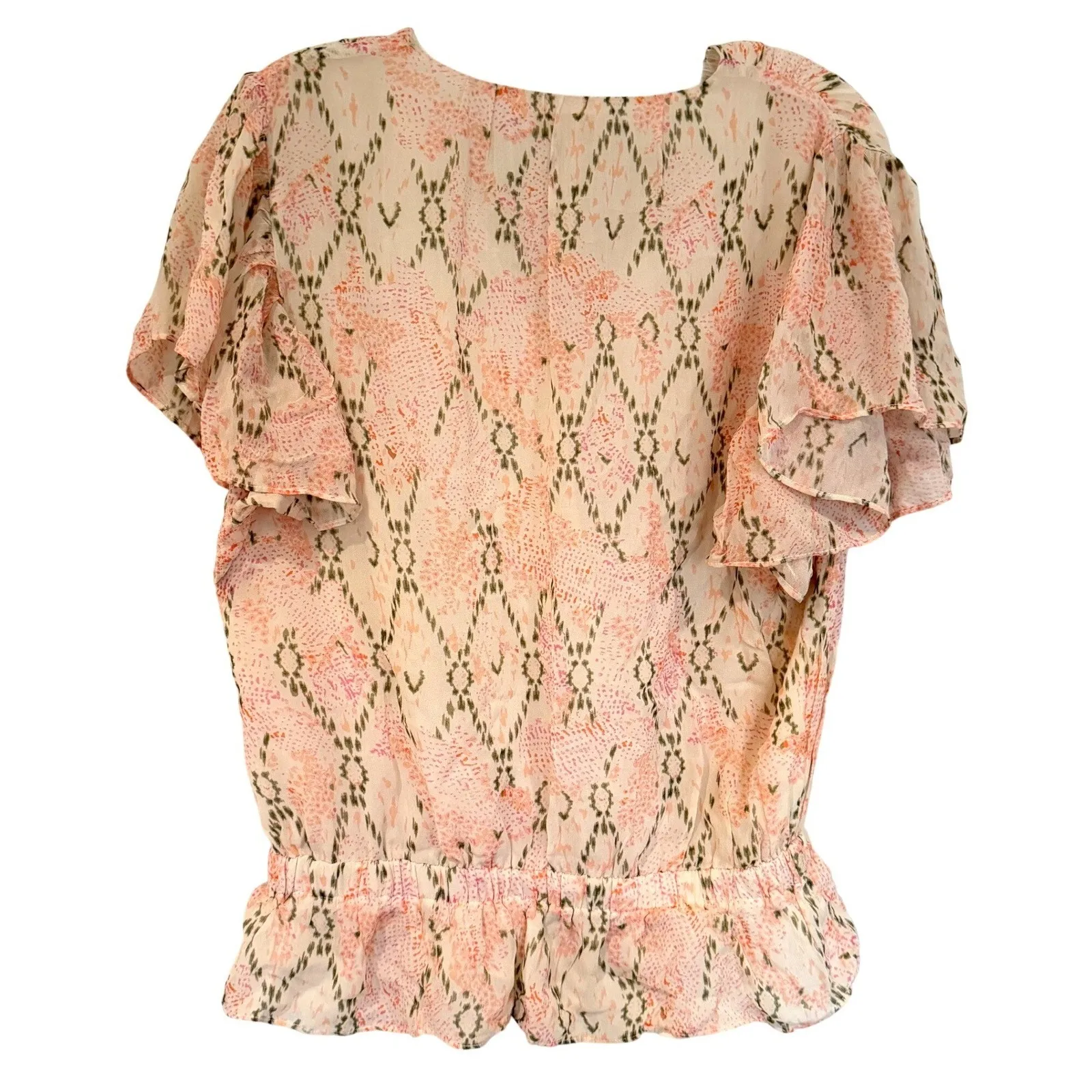 Ramy Brook Eleanor Wrap Blouse Flutter Sleeve Women's M Pink Feminine Dainty Y2K - Image 6