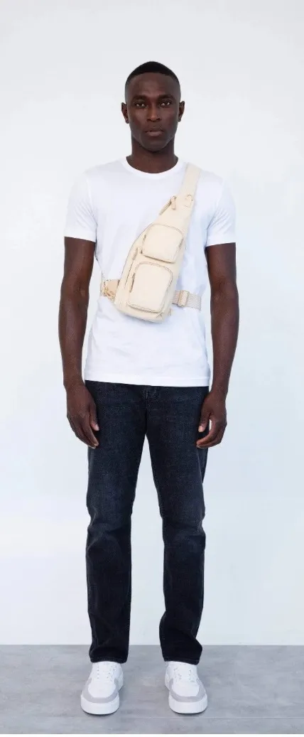 BEIS The Survival Sling Beige Bag Crossbody Multi Pocket Adjustable Strap NWOT - Image 1