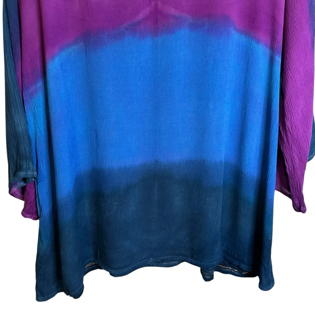 Greater Good‎ Purple Blue Colorful Beaded Tunic Bohi Hippie Festival L/XL Rayon Pink Size undefined - Image 9