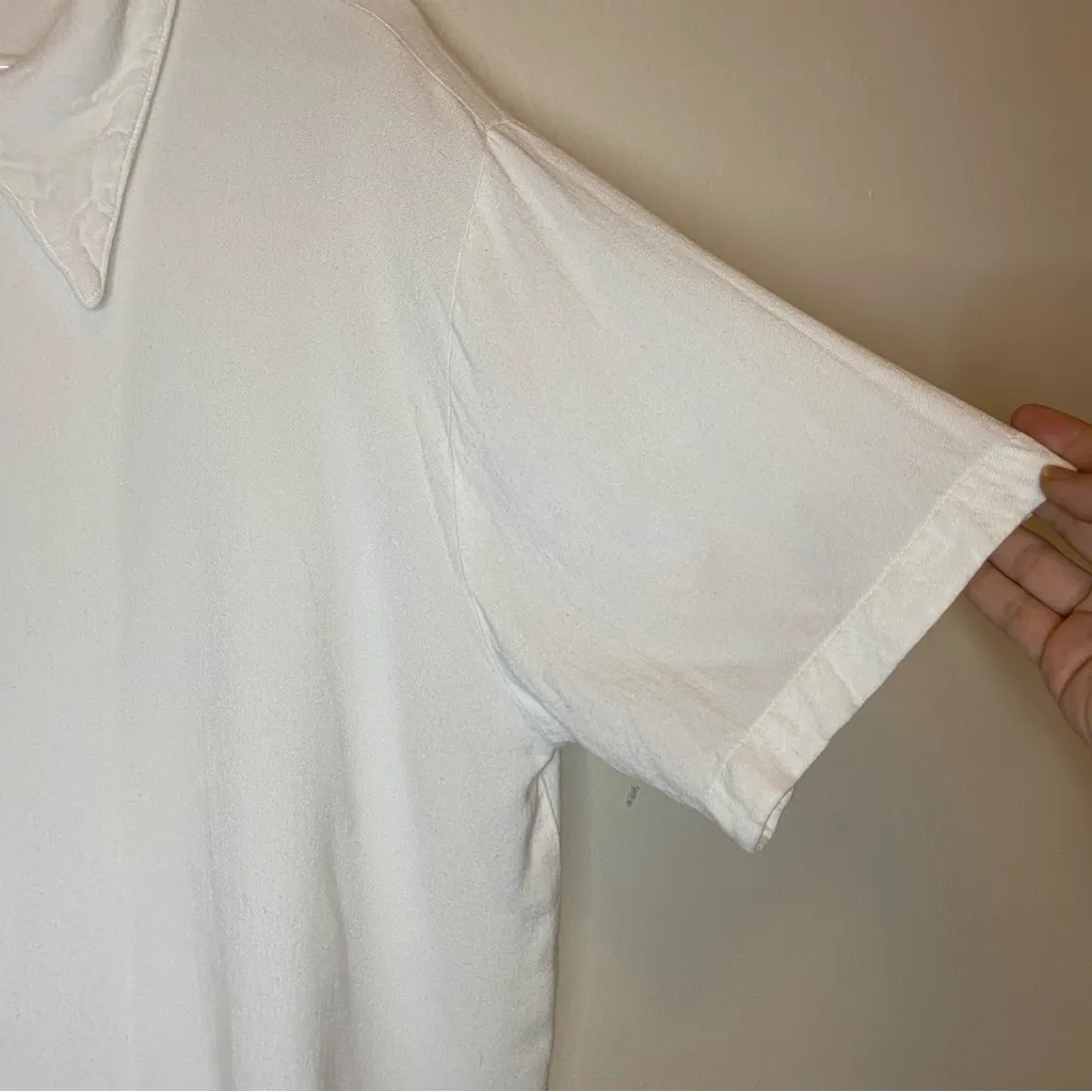 CP SHADES Button Down Short Sleeve Boxy Rayon Blouse White Sz Large - Image 6