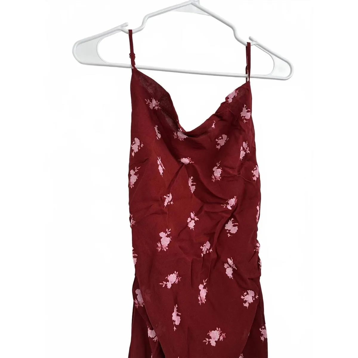 Topshop Sheer Drape Midi Dress Red Cowl Neck Maxi Dress with Slit Burgundy NWT 2 - Image 6