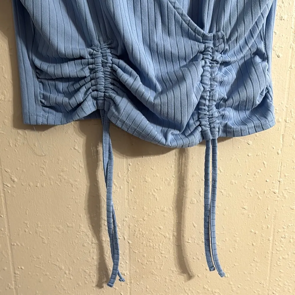 Streetwear Society Blue Ruched Crop Blouse - Image 4