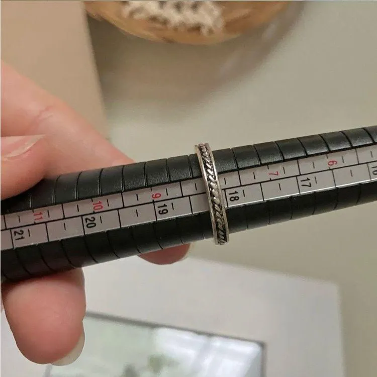 Chain Cable Rope Inlay Ring Vintage “Torvi” Silver Inset Grunge Goth Masculine Jewelry - Image 10