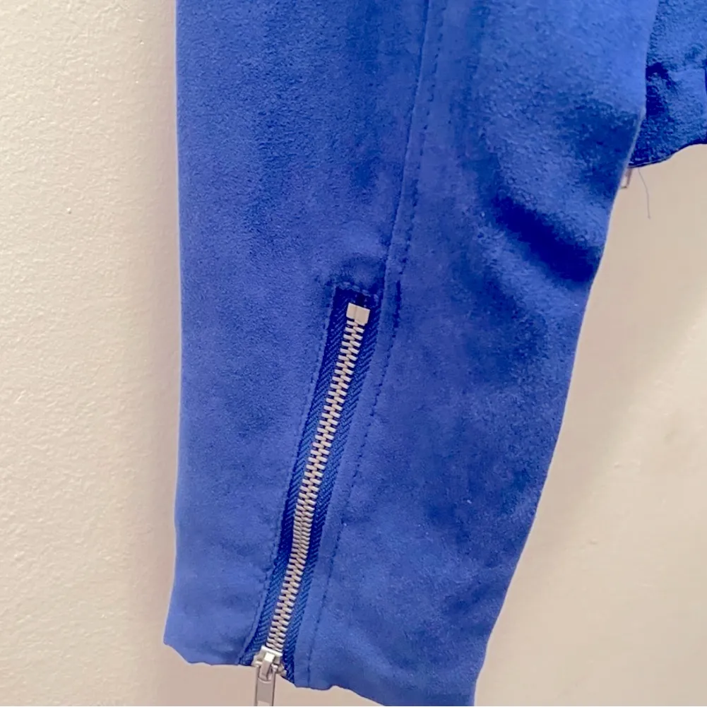 DIVIDED by H&M Blue Faux Suede Motorcycle Jacket - Image 8