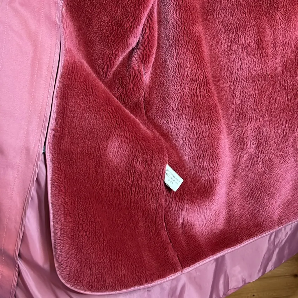 London Fog Rose Lined Zip Hooded Rain Snow Winter Midi Length Belted Coat Jacket - Image 8