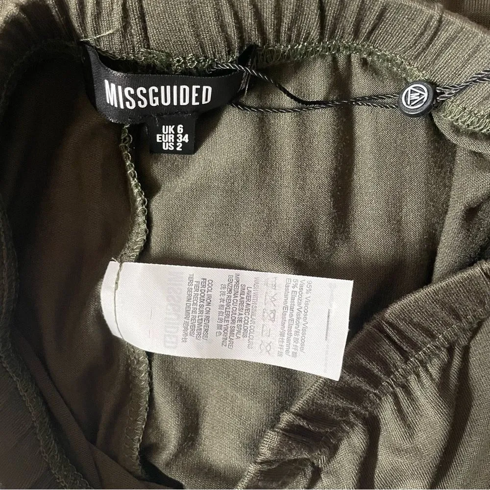 Missguided Olive Green Biker Shorts Size 2 NWT - Image 3