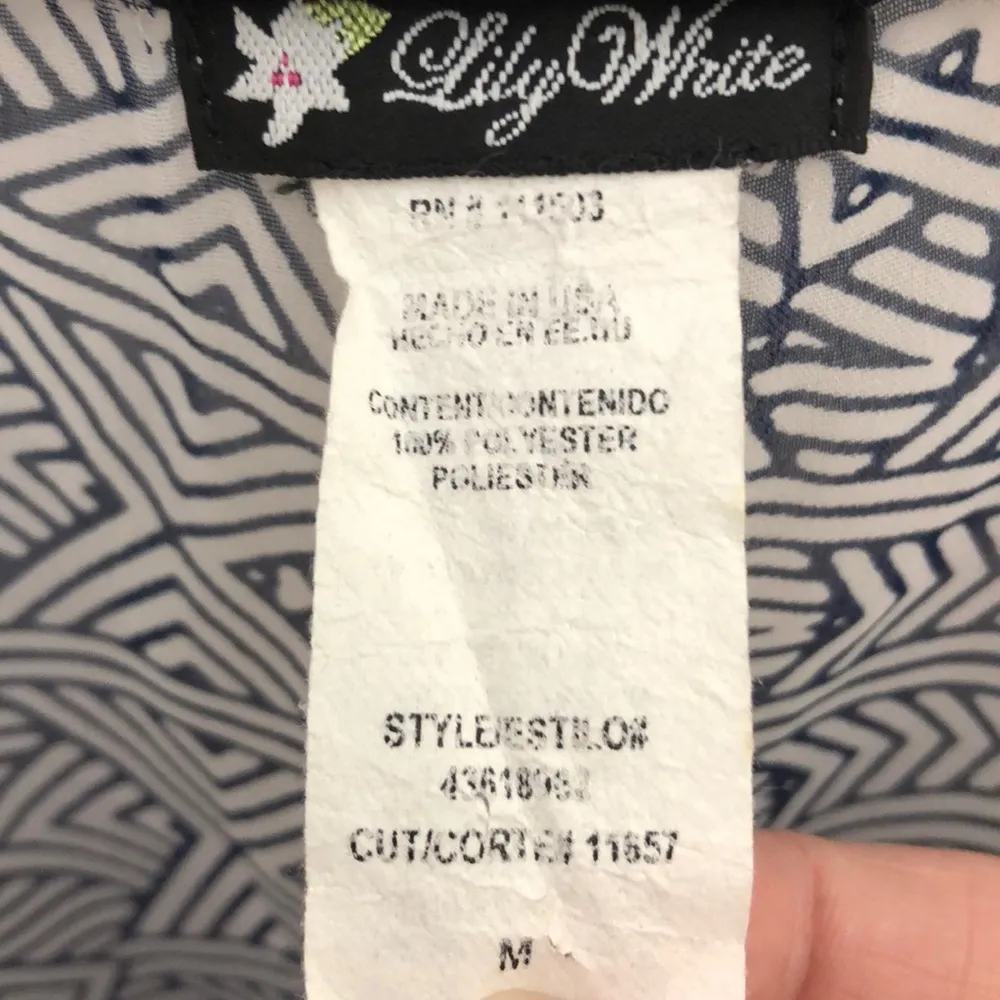 Lily White Printed Ruffle Sheer Tank Top Medium - Image 4