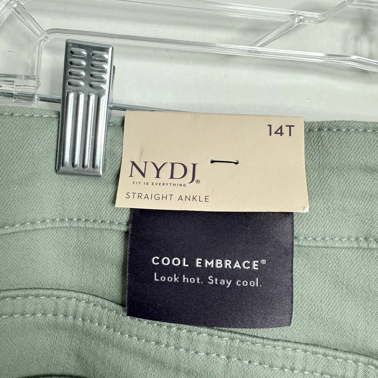 NWT NYDJ Marilyn Ankle Frayed‎ Hems Lily Pad Green Size 14 Tall - Image 9