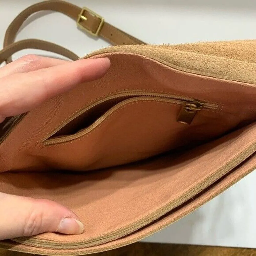 Sseko Half Moon Cognac Leather Crossbody Bag Adjustable Strap Purse Size Small Brown - Image 4