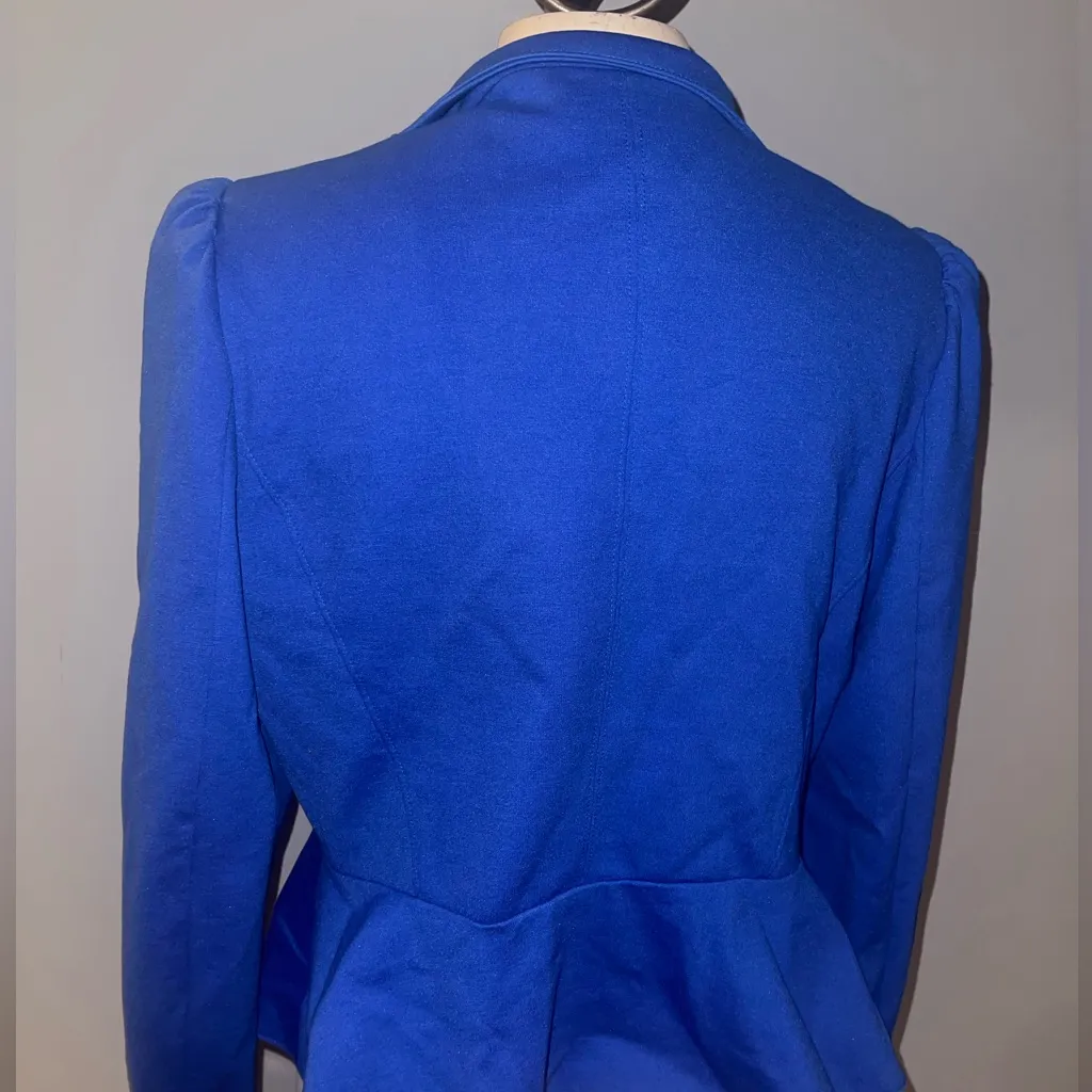 Elegant Blue Ruffled Women's Jacket blazer size large EUC INC - Image 10