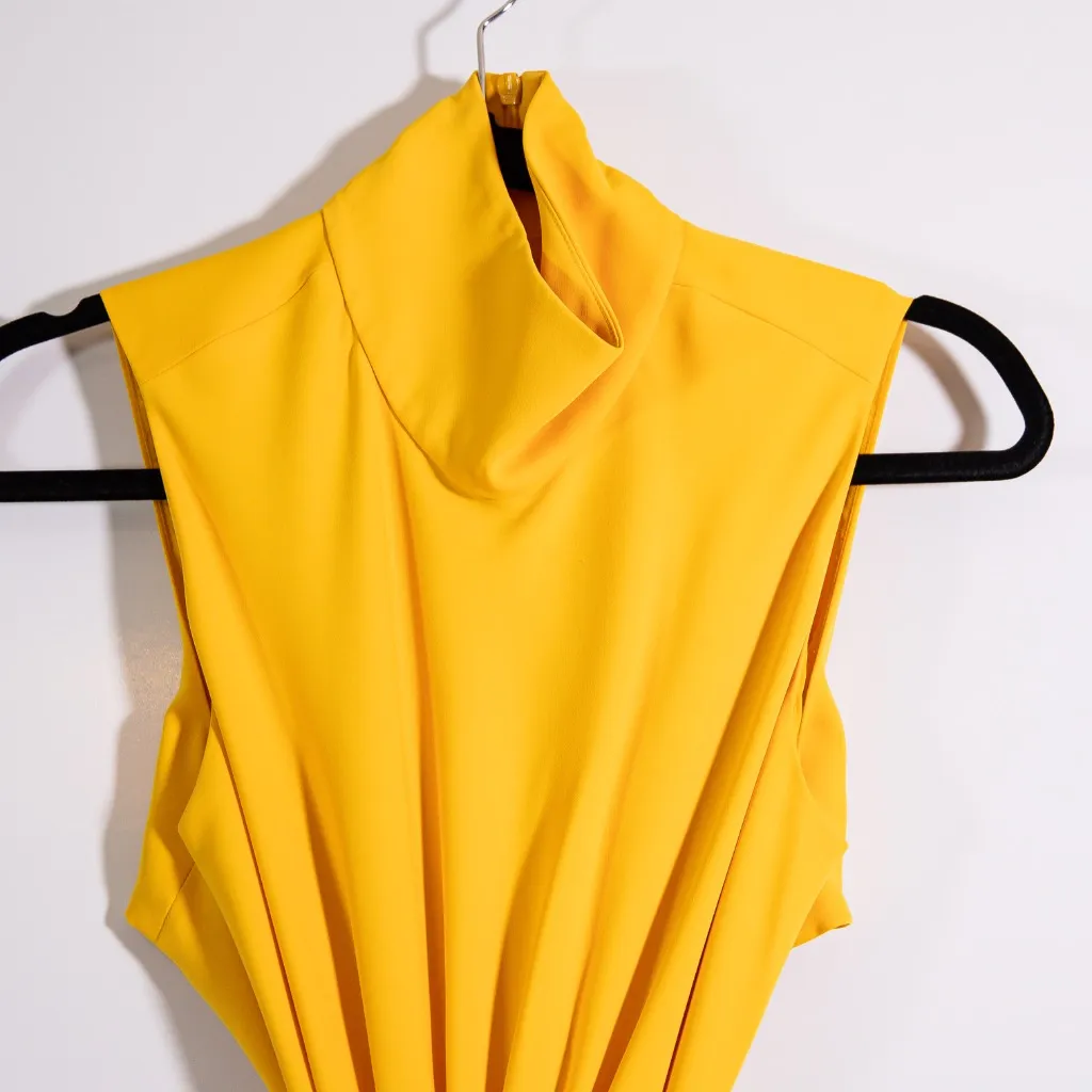 Alexis Prague Gold Medal Hardware Backless Mock Neck Maxi Long Dress Yellow S - Image 2