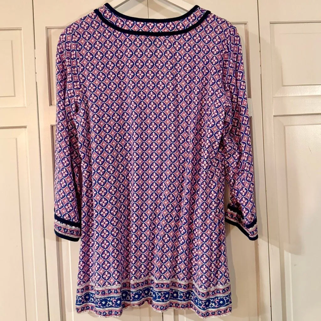 Talbots printed notch neck tunic blouse size X - Image 5