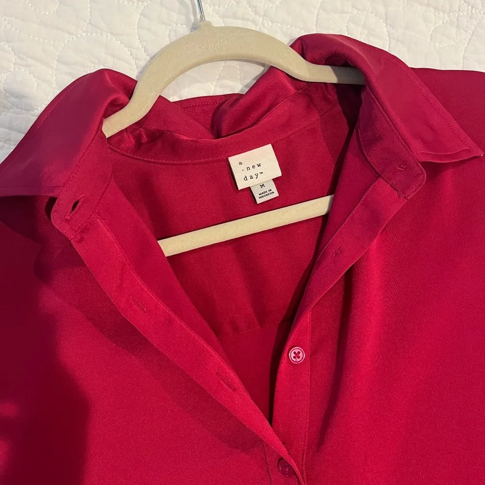 A New Day  Magenta satin button up - Image 3