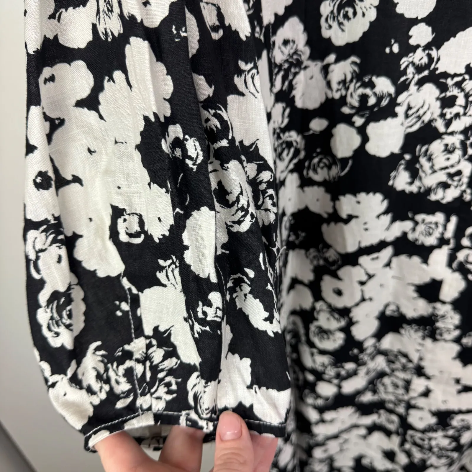 Everlane The Linen A-Line Midi Dress Size 8 Floral European Flax Cottage Neutral - Image 5