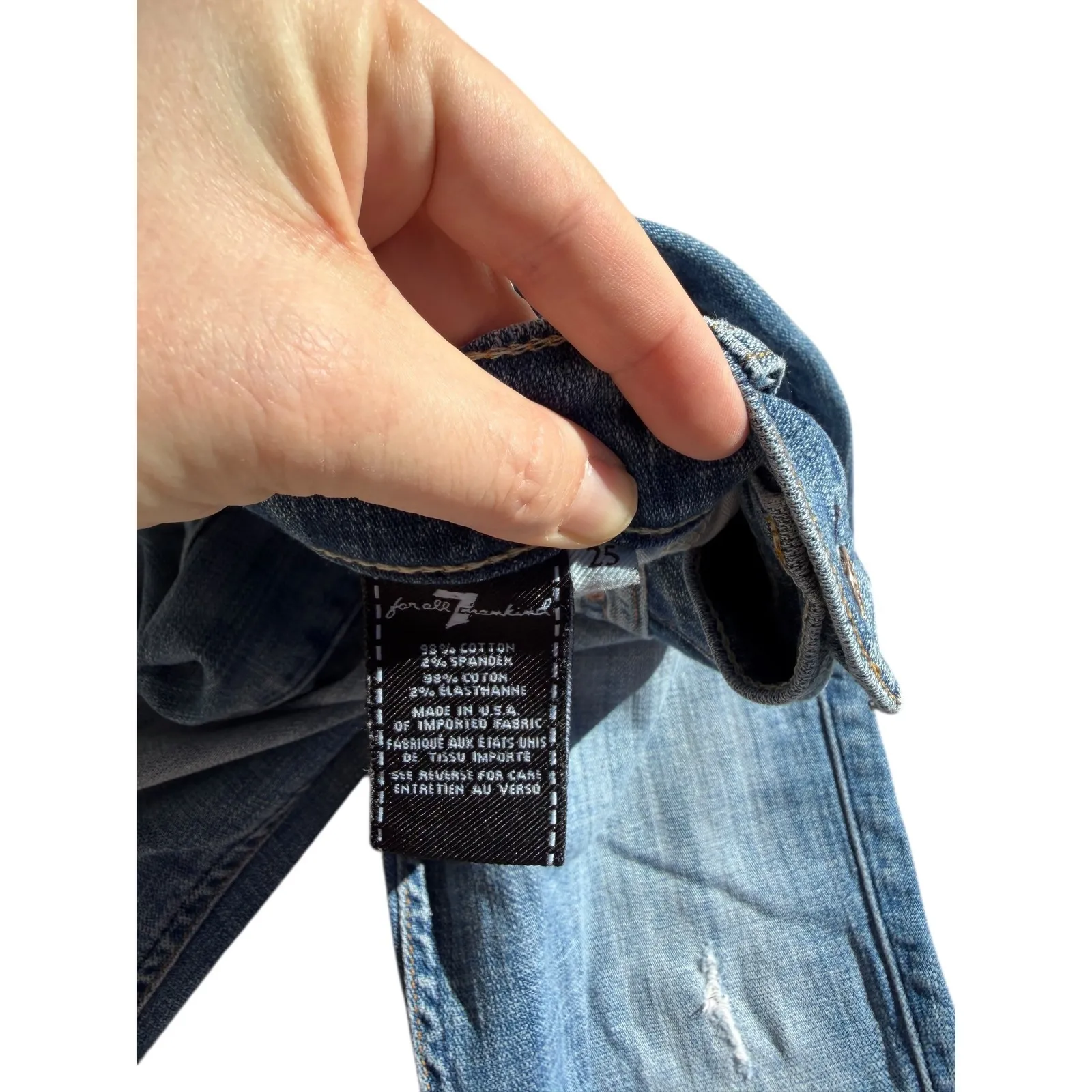 7 for all mankind Josefina Boyfriend‎ Skinny Jeans Women's Size 25 Blue Denim - Image 3