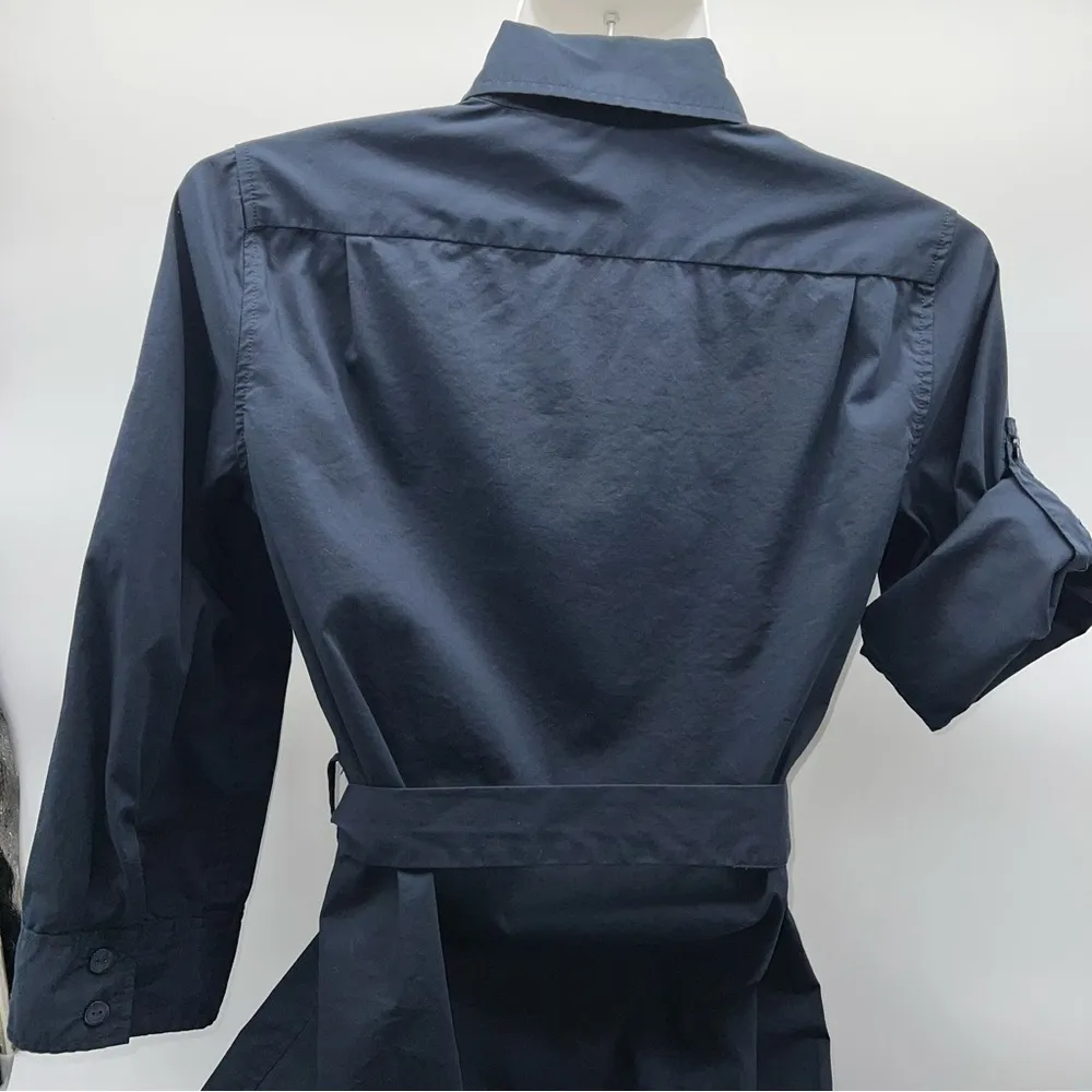 Banana Republic Factory Women's Blue Cotton Blend Shirtwaist Belted Dress - Image 10