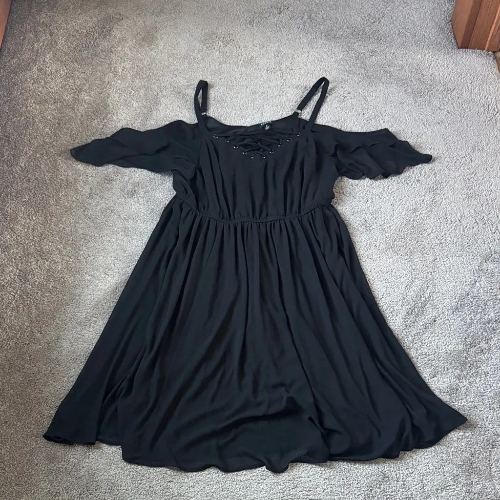 Torrid Black Lattice Chiffon Mini Dress SIZE 2 - Image 3