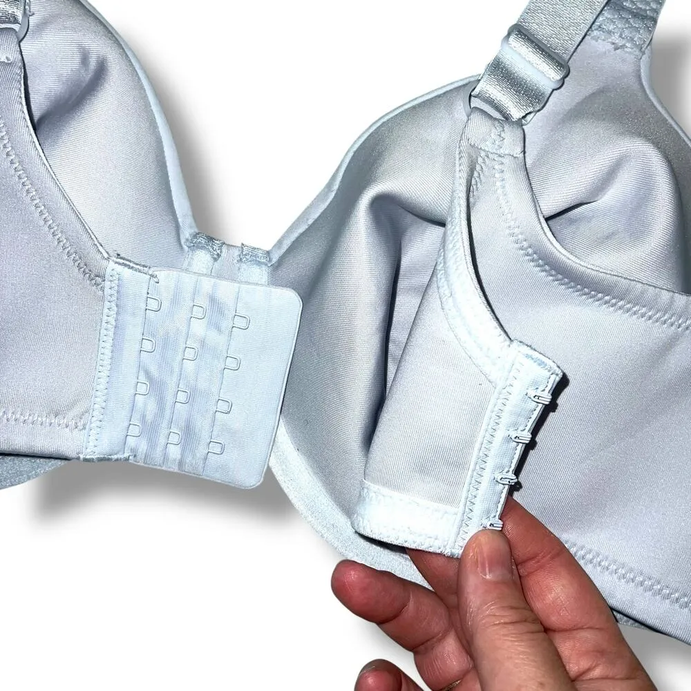 Vanity Fair Womens Underwire Bra Powder Blue Satin Unlined Wide Strap 38DD - Image 7