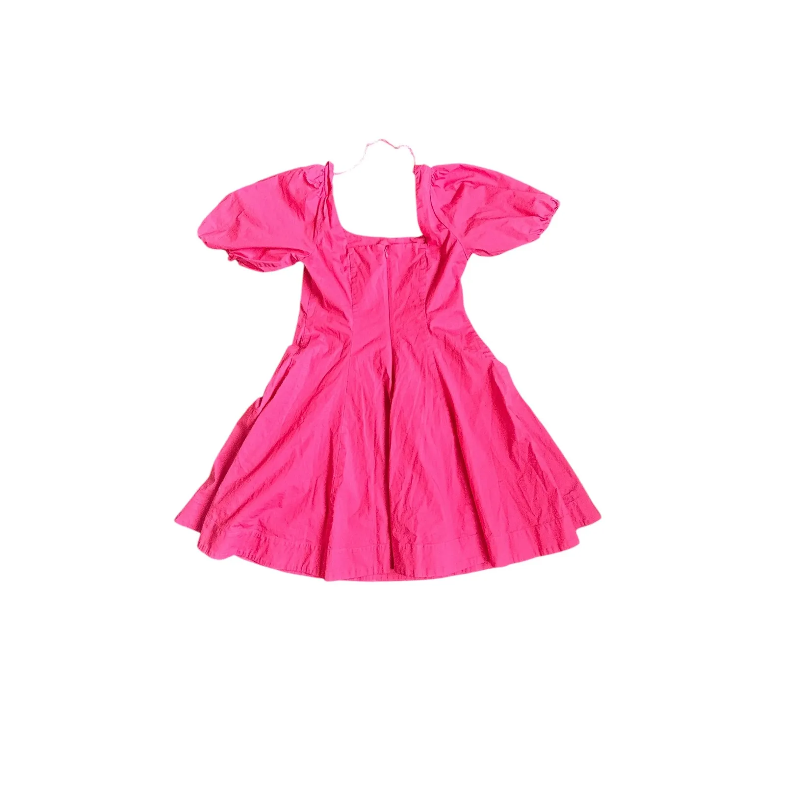 STAUD Laelia Cotton-Blend Poplin
Mini Dress Pink Puff Sleeve Square Neck Size 8 - Image 5