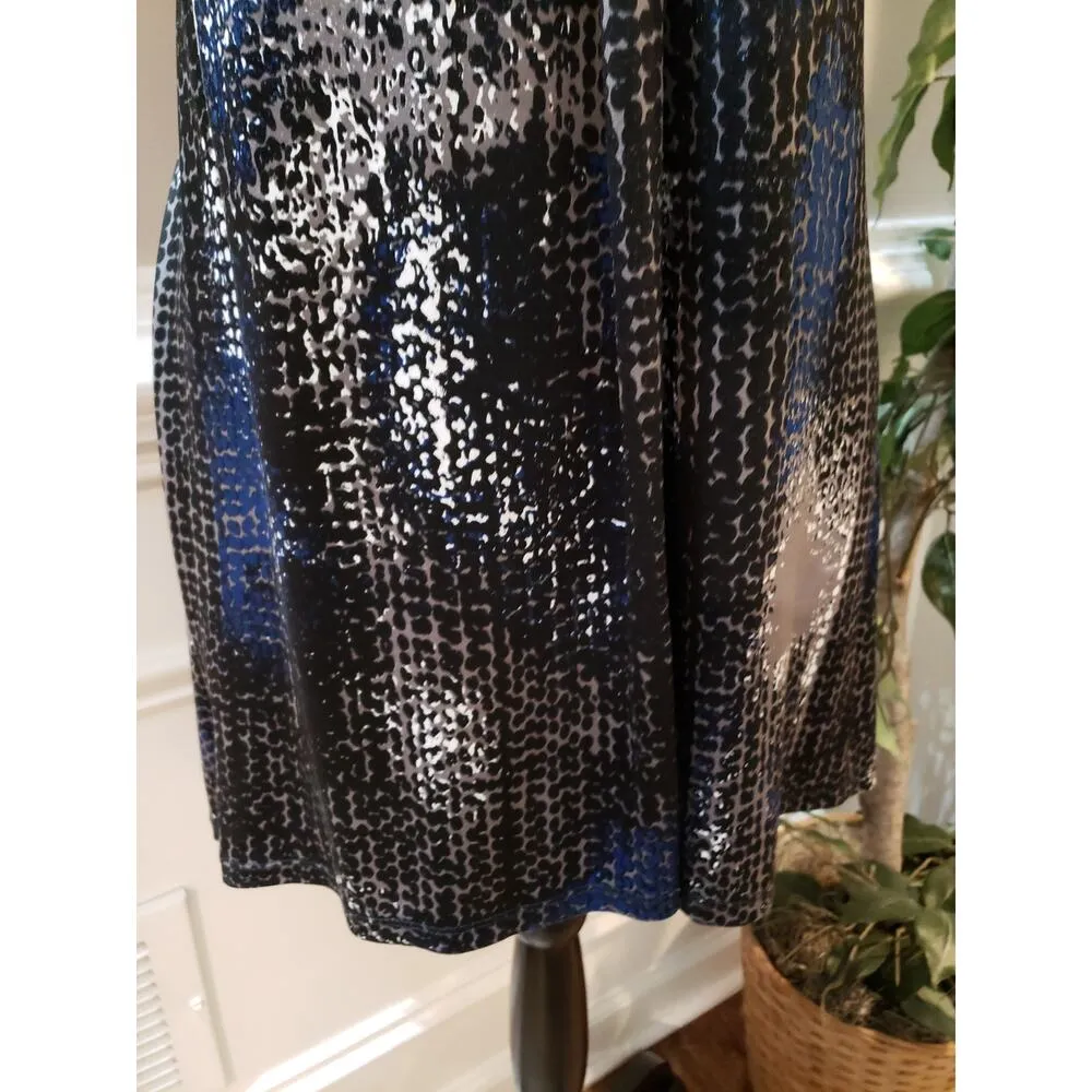 Ashley Stewart Beaded Sleeveless Top 18/20 Blue/Black Animal Print Pleats - Image 5