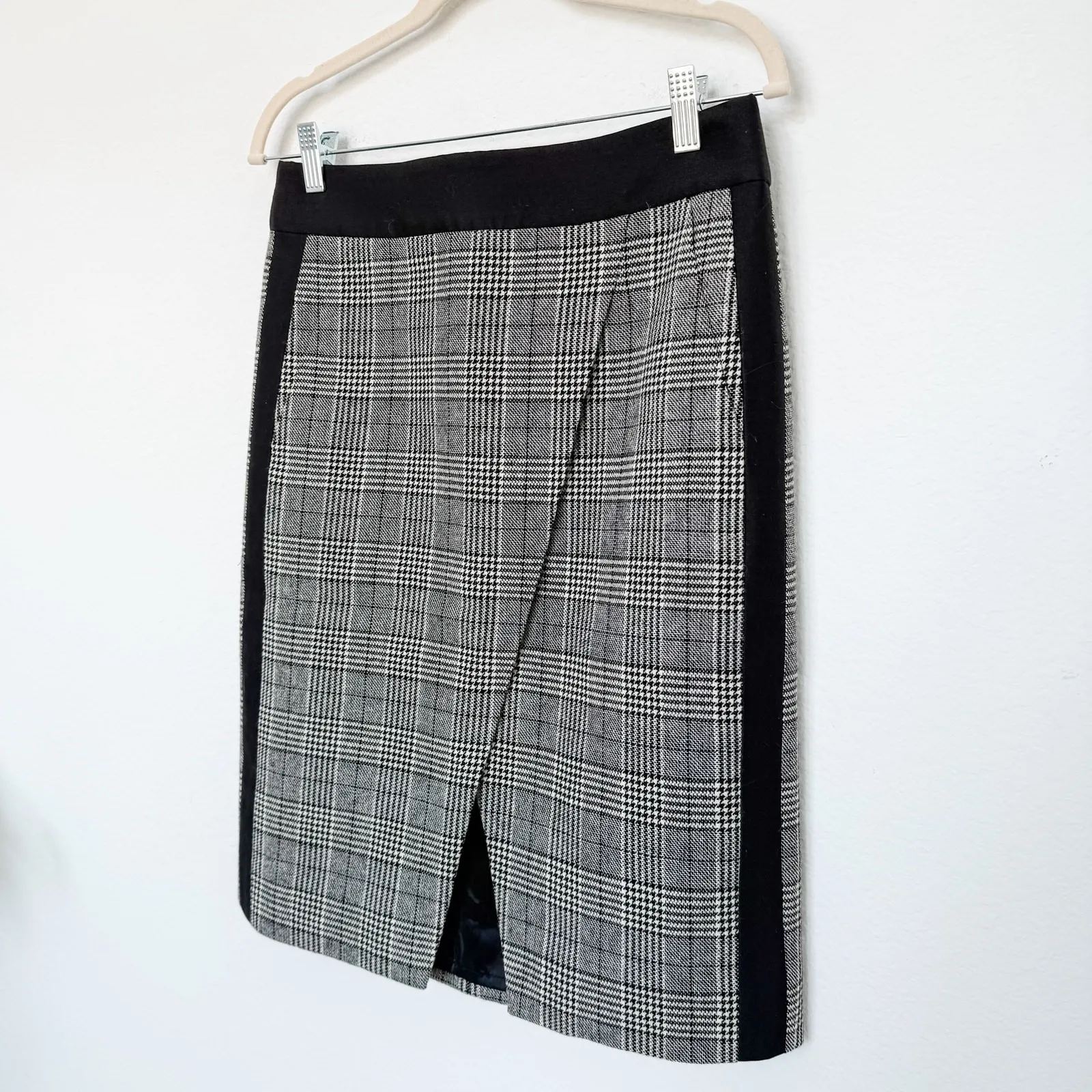 J.Crew Womens Skirt Size 6 Gray Plaid Pencil Quiet Luxury Academia Preppy Office Black - Image 3