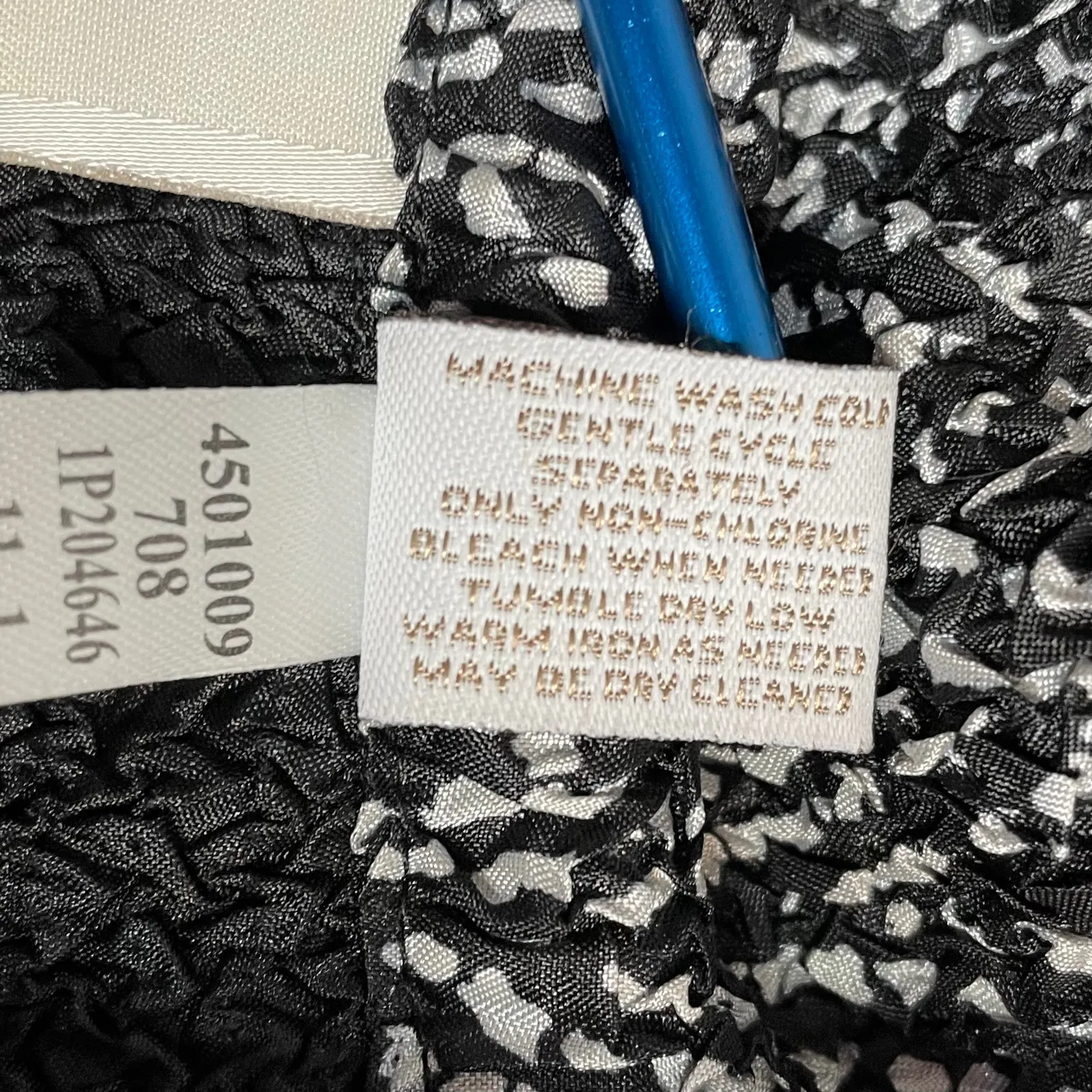 Chicos Lightweight Crinkle Open Jacket Blazer Black White Herringbone 2 L 12 - Image 8