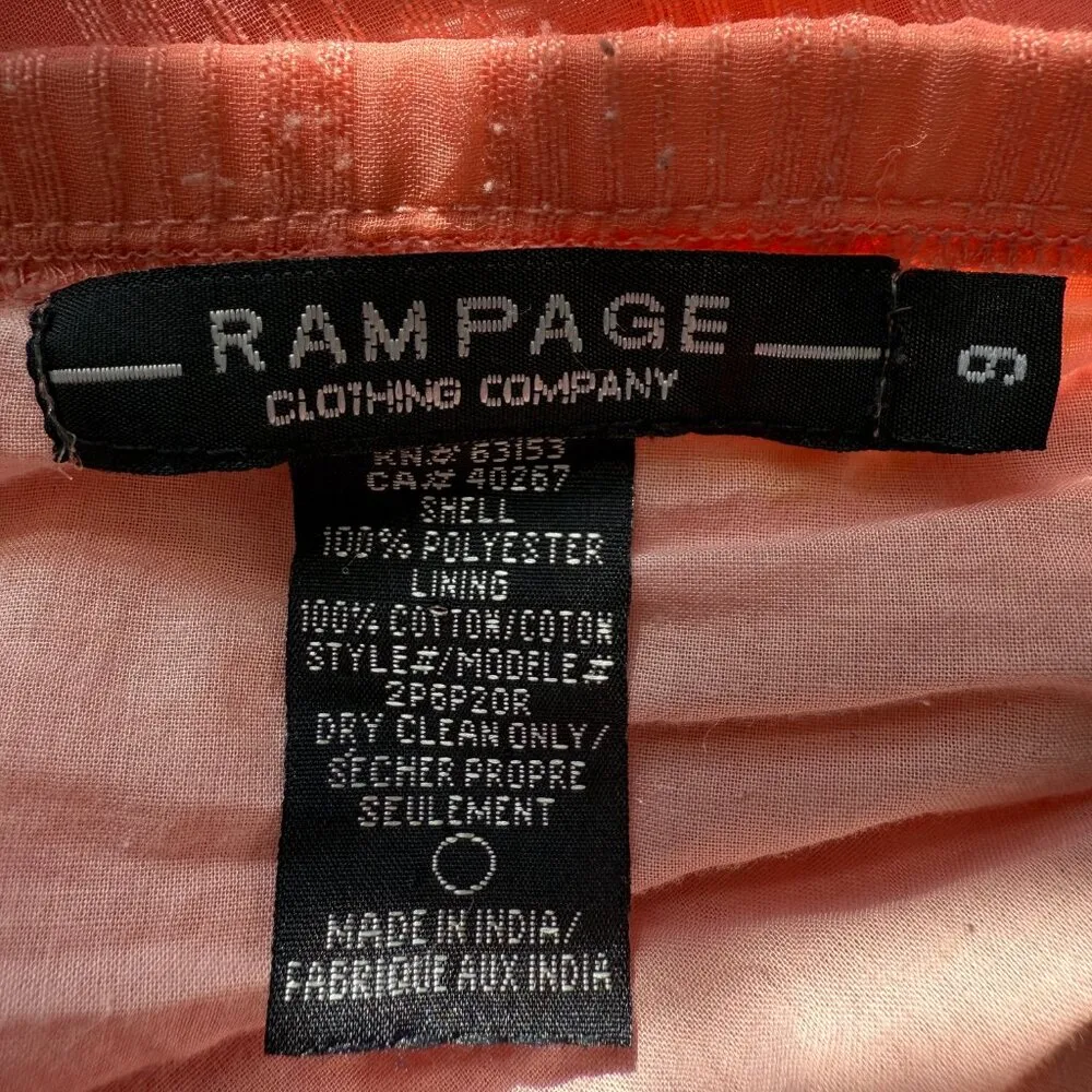 Vintage Y2K Rampage Tiered Full Midi Skirt Size 9 Coral Sheer Ruffle Lined Retro - Image 11