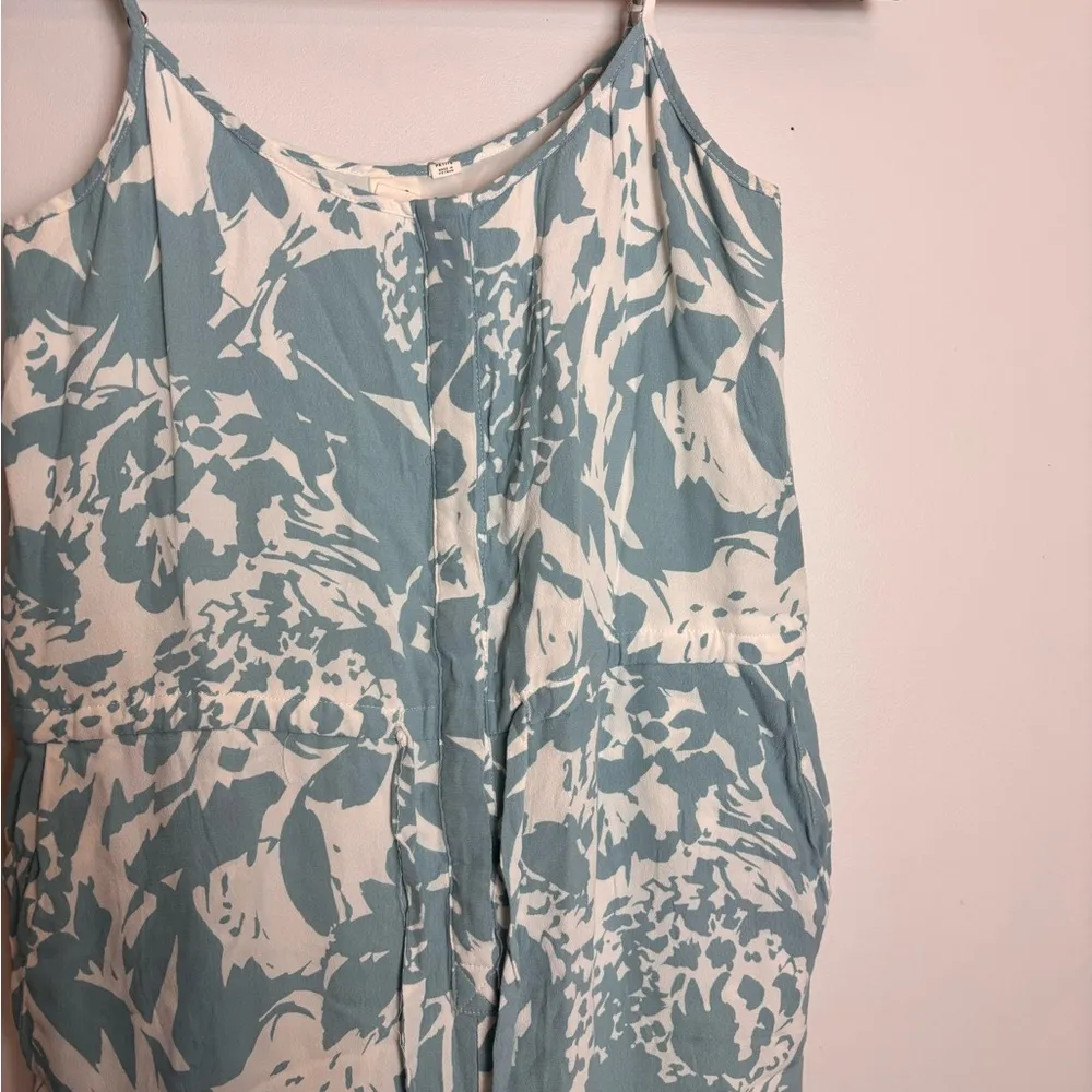 Gap Women’s Tie Waist Blue White Floral Boho Spaghetti Strap Summer Jumpsuit - Image 3