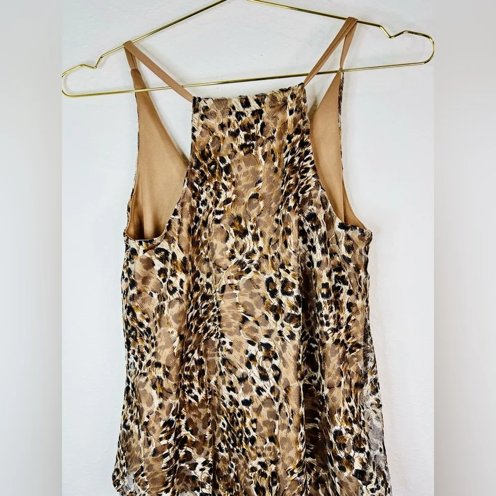 Love J Women's Small Leopard Print Sheer Tank Top Layered V-Neck Cami Blouse - Image 9